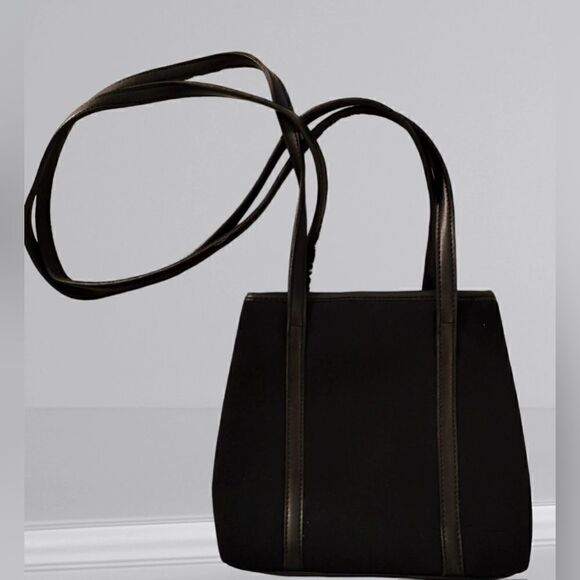 Nine West Small Black Purse Shoulder canvas leather trim Bag - Picture 1 of 10